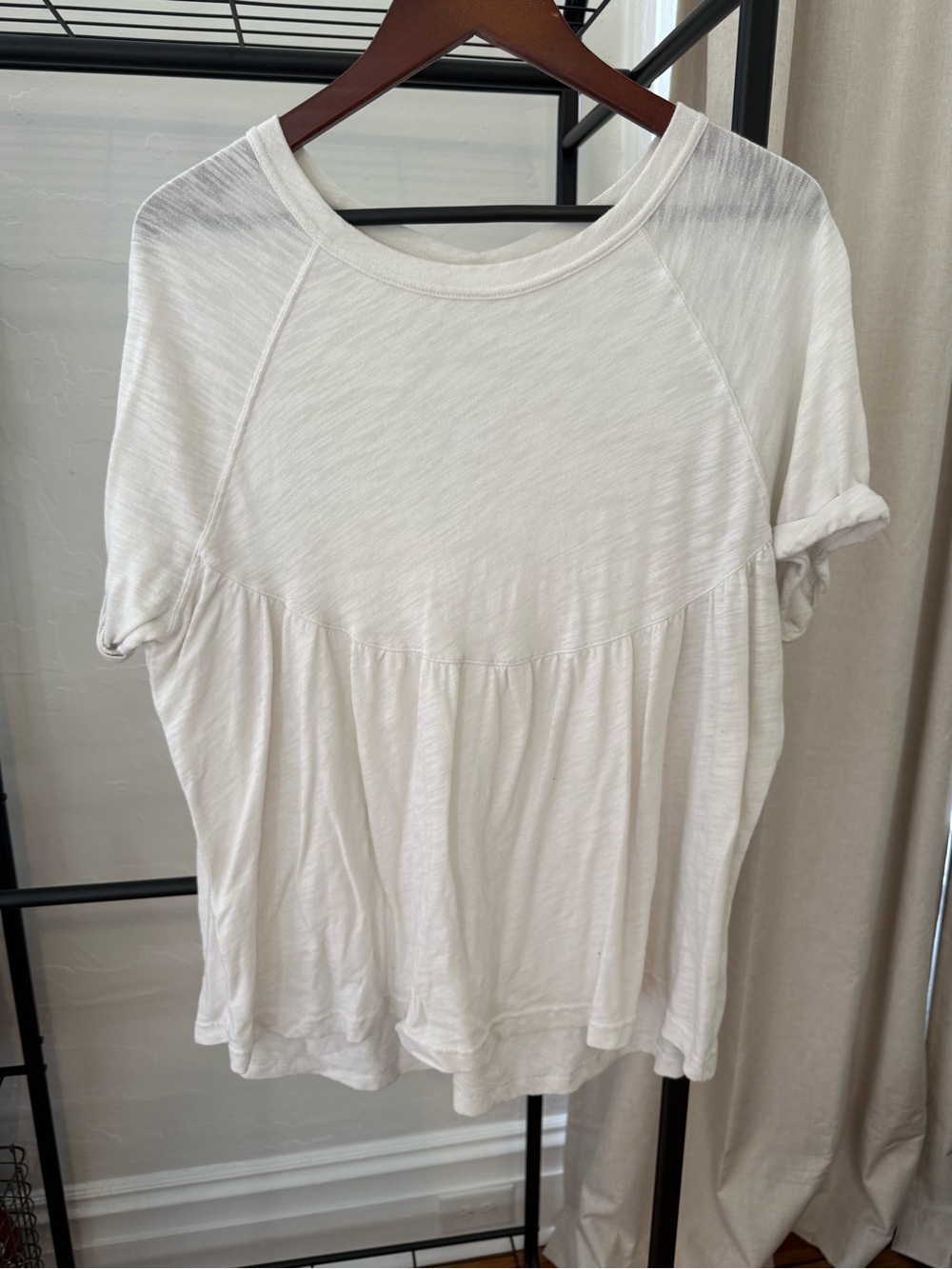 Women's White Short Sleeve Peasant Top
